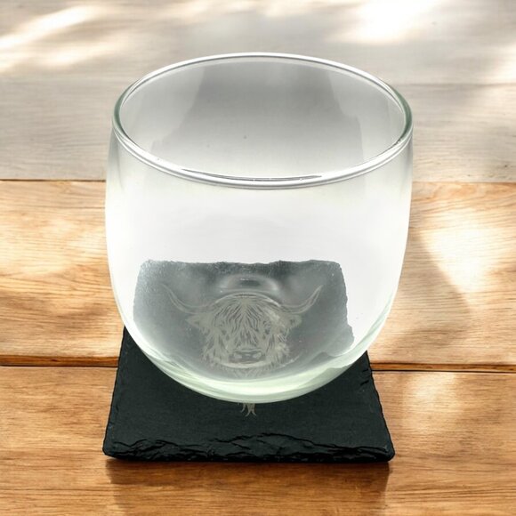 Rustic Farm Theme Slate Coaster Set | Highland Cow Barn Tractor Barrel - Picture 5 of 8